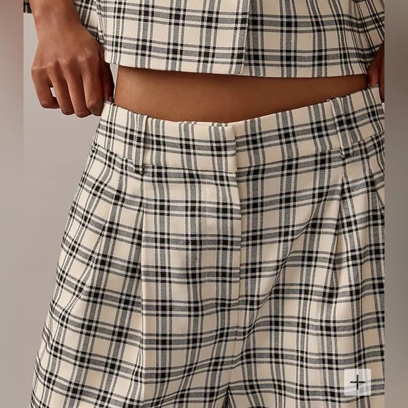 NWT JCrew Collection wide-leg essential pant in plaid Italian city wool blend - Picture 2 of 9